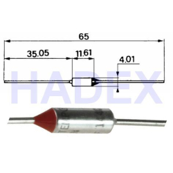 Tepelná pojistka 184°C axiál. nevratná 10A/250V CE