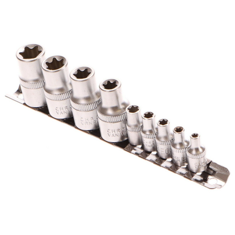 Sada hlavic torx, 10ks, 10-19mm, 1/4 a 1/2\", GEKO