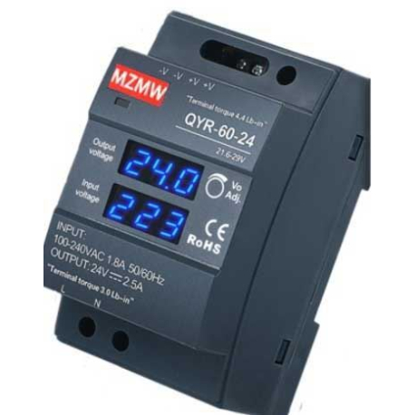 Zdroj MZMW QYR-60-24, 24V-/ 2,5A spínaný na DIN lištu