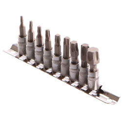 Sada bitů TORX, 9ks, 1/4\", T10-T60 GEKO