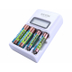 Nabíječka baterií AAA/AA, NiMh/NiCd, 4 sloty, individuální nabíjení, LCD EXTOL-ENERGY
