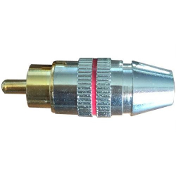 CINCH konektor kov.nikl.pro kabel 5mm,červený proužek