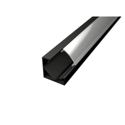 Alu profil CORNER 1 BLACK s difuzorem MILK  pro LED pásek 8-10mm-1metr