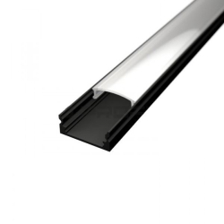 Alu profil SURFACE 1 BLACK s difuzorem pro LED pásek 8-10mm -délka 2m