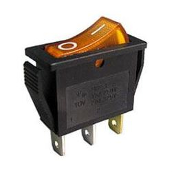 Vypínač kolébkový OFF-ON 1pol.250V/15A žlutý, prosvětlení 230V