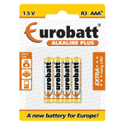 Baterie EUROBATT 1,5V AAA (LR03) Alkaline Plus, blistr 4ks