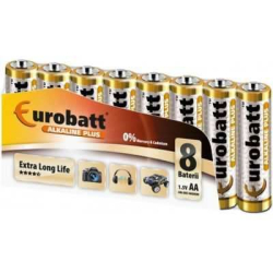 Baterie EUROBATT 1,5V  AA (LR6) Alkaline Plus, balení 8ks