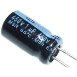 1u/450V 85°C 8x12x3,5mm, elektrolyt.kondenzátor radiální