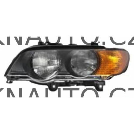 Hlavní černý reflektor TYC H7/HB3 (žlutá směrovka) BMW X5 E53 do r.2003 - levý TYC 2050093E