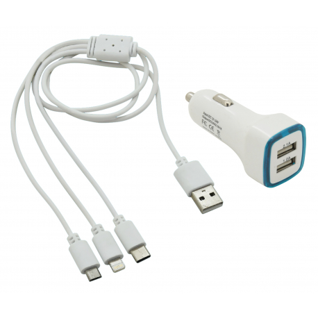 Nabíječka telefonu USB 3in1 (micro USB, iPhone, USB C) COMPASS 07683