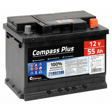 Autobaterie COMPASS PLUS 12V 55Ah 420A COMPASS am27562