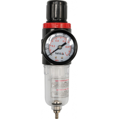 Regulátor tlaku vzduchu 1/4", max. 0,93MPa, s filtrem (15ccm) YATO YT-2382