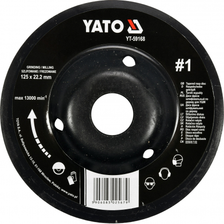 Rotační rašple úhlová jemná 125 mm typ 1 YATO YT-59168