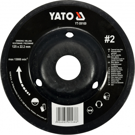 Rotační rašple úhlová jemná 125 mm typ 2 YATO YT-59169