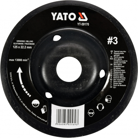Rotační rašple úhlová jemná 125 mm typ 3 YATO YT-59170