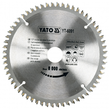 Kotouč na hliník 200 x 30 mm 60z YATO YT-6091