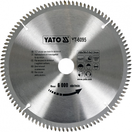 Kotouč na hliník 250 x 30 mm 100z YATO YT-6095