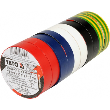 Páska izolační 12 x 0,13 mm x 10 m barevná 10 ks YATO YT-8156