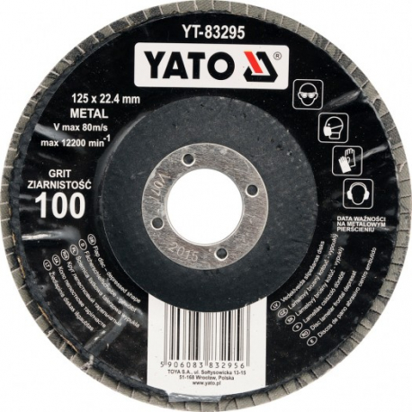 Kotouč lamelový korundový 125 x 22,2 mm vypouklý brusný P60 YATO YT-83293