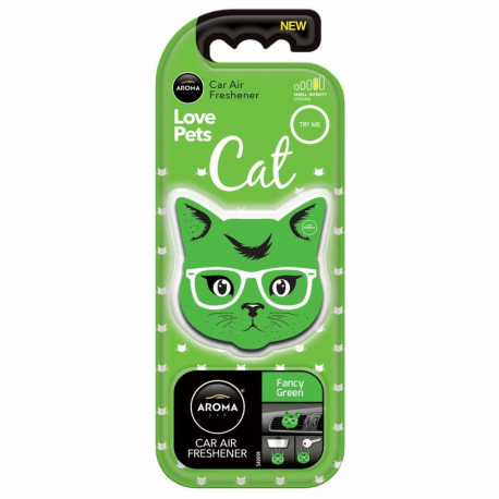 Osvěžovač AROMA CAR Cat, Vůně fancy green - vůně citrusů COMPASS amS37421