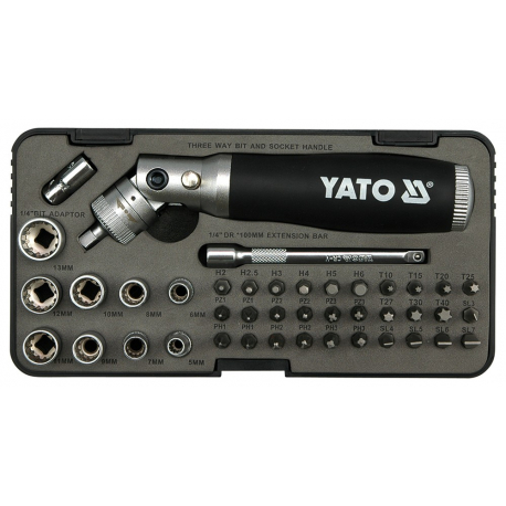 Šroubovák ráčnový kloubový s příslušenstvím 42 ks box YATO YT-2806