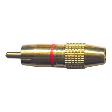 CINCH konektor zlacený pro kabel 5-6mm,červený proužek D869