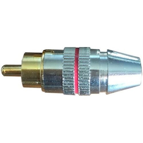 CINCH konektor kov.nikl.pro kabel 5mm,červený proužek D880