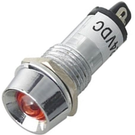 kontrolka 12V LED červená do otvoru 12mm K460H