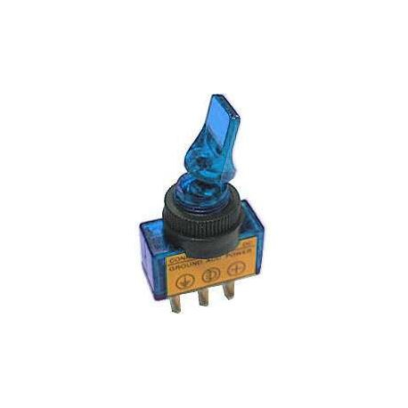 Vypínač páčkový ASW-14D, ON-OFF 1pol.12V/20A, modré prosvětlení 12V L318