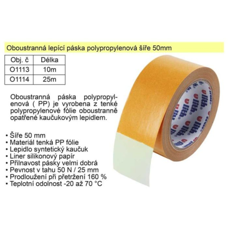 Lepící páska oboustranná polypropylénová 50mmx10m O429A
