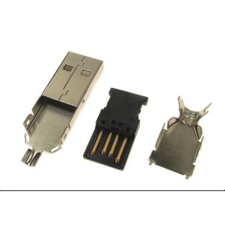 USB konektor TYP A na kabel, kovový kryt D850