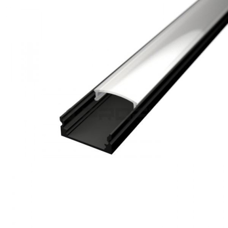 Alu profil SURFACE 1 BLACK s difuzorem pro LED pásek 8-10mm -délka 2m O670D