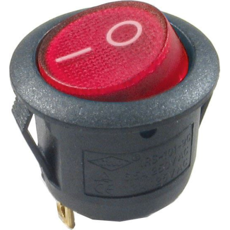 Vypínač kolébkový MIRS101-9C, ON-OFF 1p.250V/6,5A červený, prosvětlený L450A