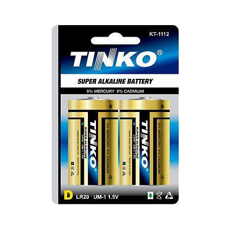 Baterie TINKO 1,5V D (LR20) alkalická, balení 2ks v blistru R517-2