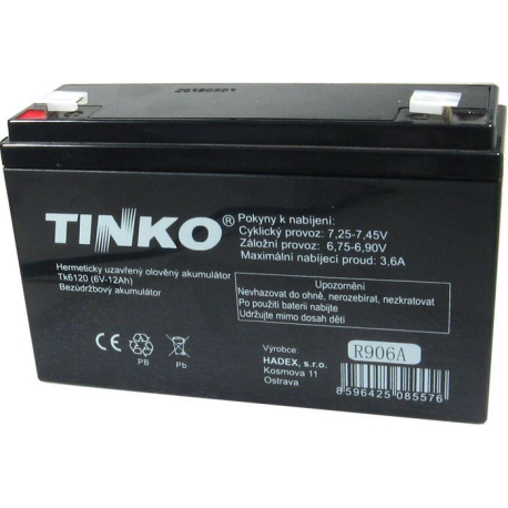Pb akumulátor TINKO VRLA AGM 6V/12Ah R906A