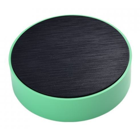 Krabička plastová kruhová, 100x32mm, černá/zelená ABS O204