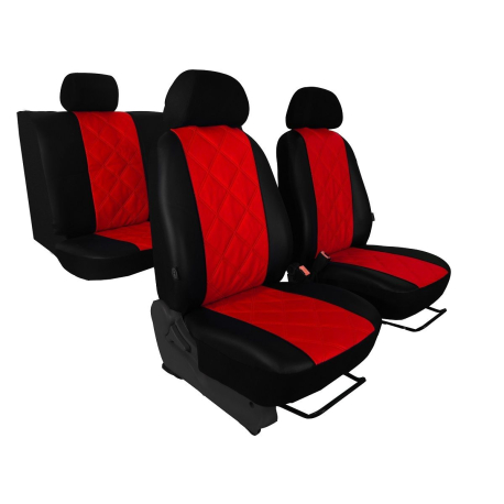 Autopotahy Škoda Fabia II, kožené EMBOSSY, dělené zadní sedadla, červené SIXTOL SIXTOL 10125