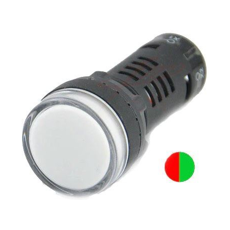 Kontrolka 230V LED 19mm AD16-22SS, červená+zelená K458O