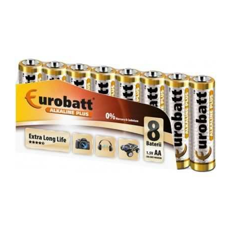 Baterie EUROBATT 1,5V AA (LR6) Alkaline Plus, balení 8ks R509A-8