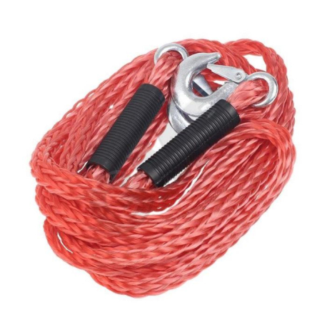 Tažné pružné lano 4m 3000Kg, červené s háky O619C