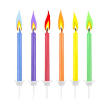 Narozeninové svíčky s barevným plamenem, 6ks V233H