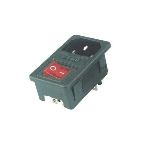 Síťový konektor IEC60320 230V na panel, pojist.pouzdro, vypínač /AS10/ D271