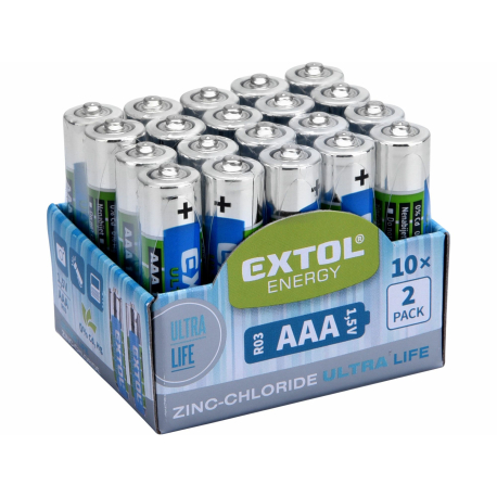 Baterie zink-chloridové, 20ks, 1,5V AAA (R03) EXTOL-LIGHT EXTOL-LIGHT 53290