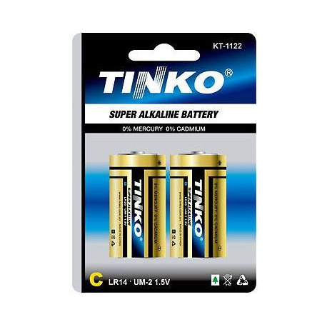 Baterie TINKO 1,5V C(LR14) alkalická, balení 2ks v blistru R515-2
