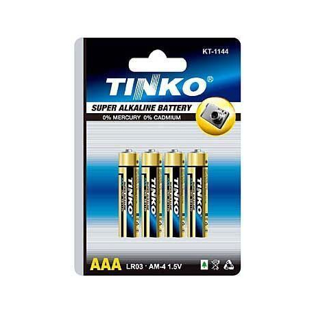 Baterie TINKO 1,5V AAA (LR03) alkalická, balení 4ks v blistru R510-4