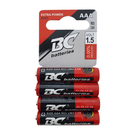 Baterie BC batteries extra 1,5V AAA(R03), Zn-Cl, balení 4ks R500B-4