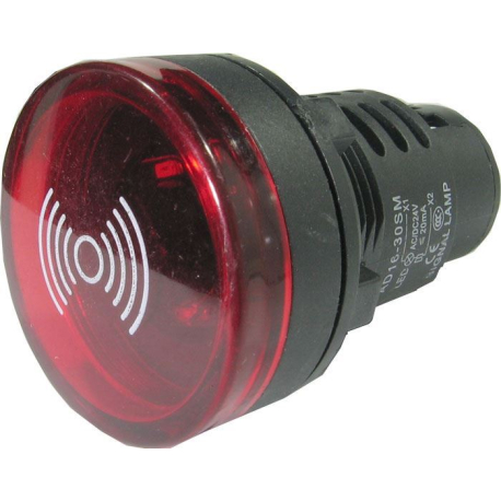 Kontrolka 230V LED 37mm, AD16-30SM, červená s bzučákem K458L
