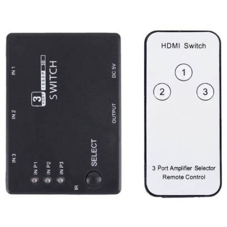 HDMI přepínač 3x HDMI s ovladačem 1080P PS3 /HDMI switch/ D344A