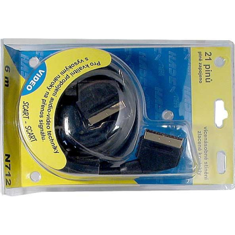 Kabel Scart-Scart 6m HiFi plast 2x stínění N712