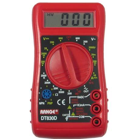 Multimetr DT830D RANGE červený R156A
